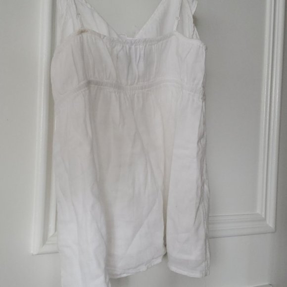 Vintage Y2K White Ruffled Drop Waist Flutter Top - Picture 6 of 11